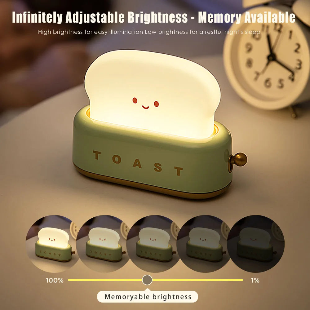 LED Night Light Toast Lamp - Yellow/Green/Pink