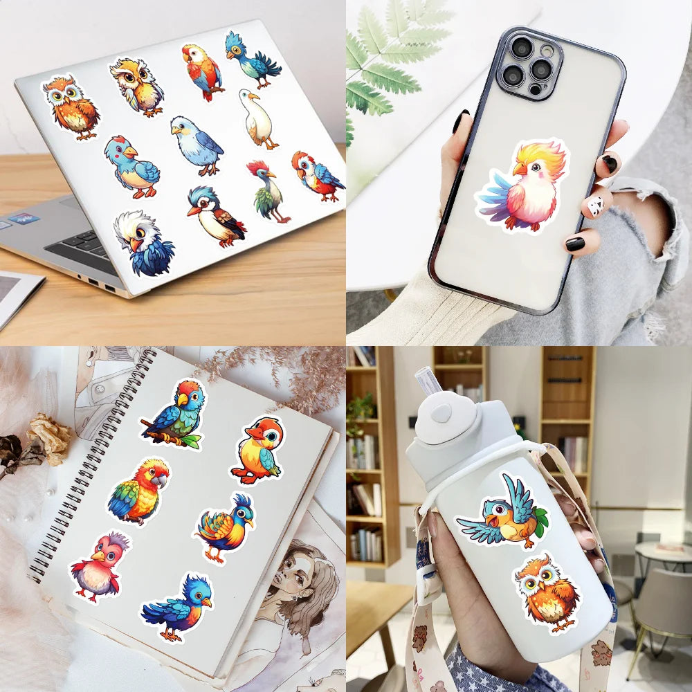 50 pcs Cute/Kawaii Bird Stickers - V2