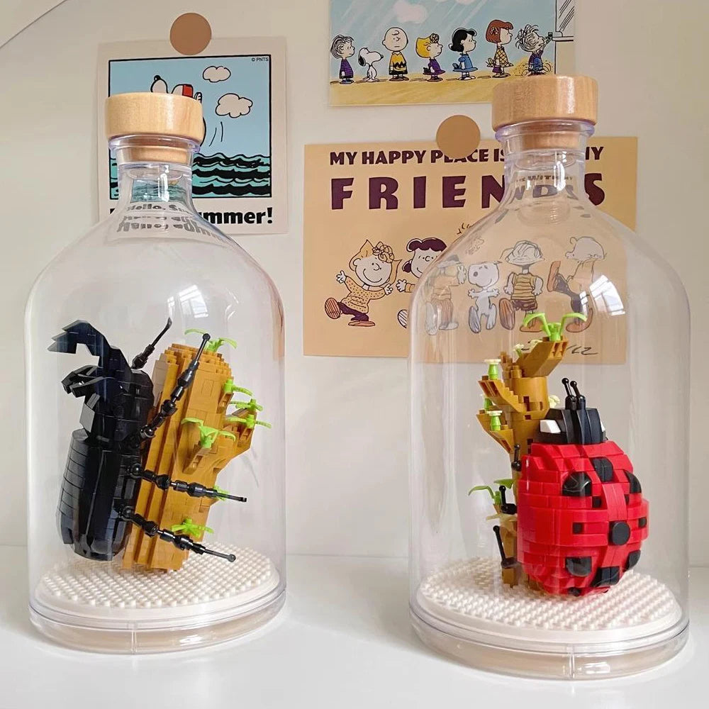 Insect With Clear Display Bottle Set Mini Building Blocks - 6 Styles