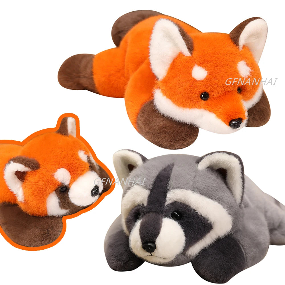 Cute Lying Raccoon/Fox/Red Panda Plush Toys 30/45/65cm