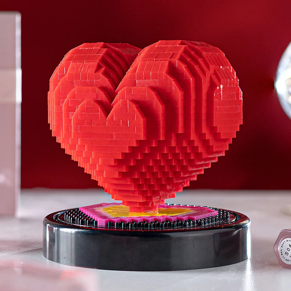 Red Heart-Shaped Mini Building Blocks