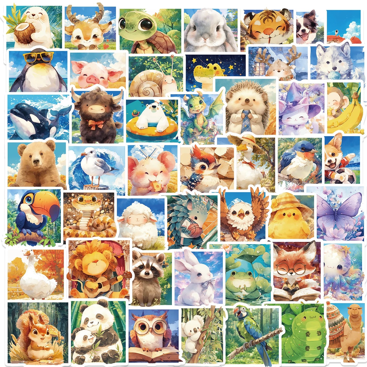 50 pcs Cute/Kawaii Animal Stickers - V4