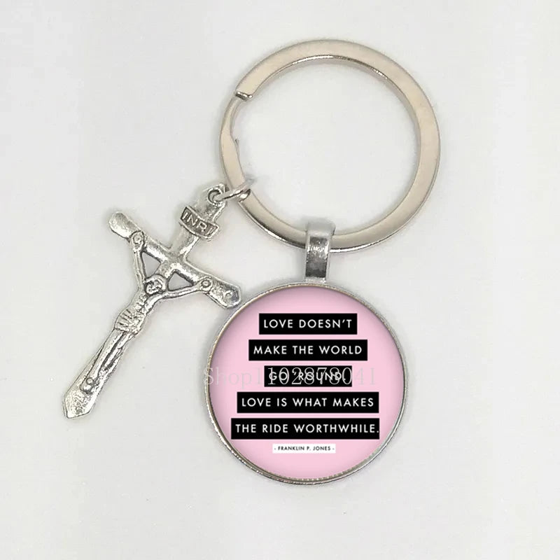 Keychain With The Bible Verse/Inspirational Message And Cross- 10 Styles