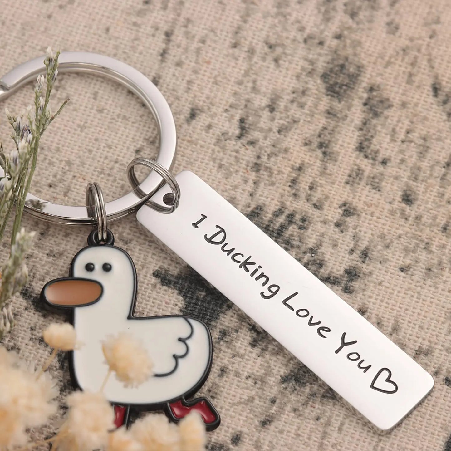 Keychain With The Positive Message ("I Ducking Love You") With Duck