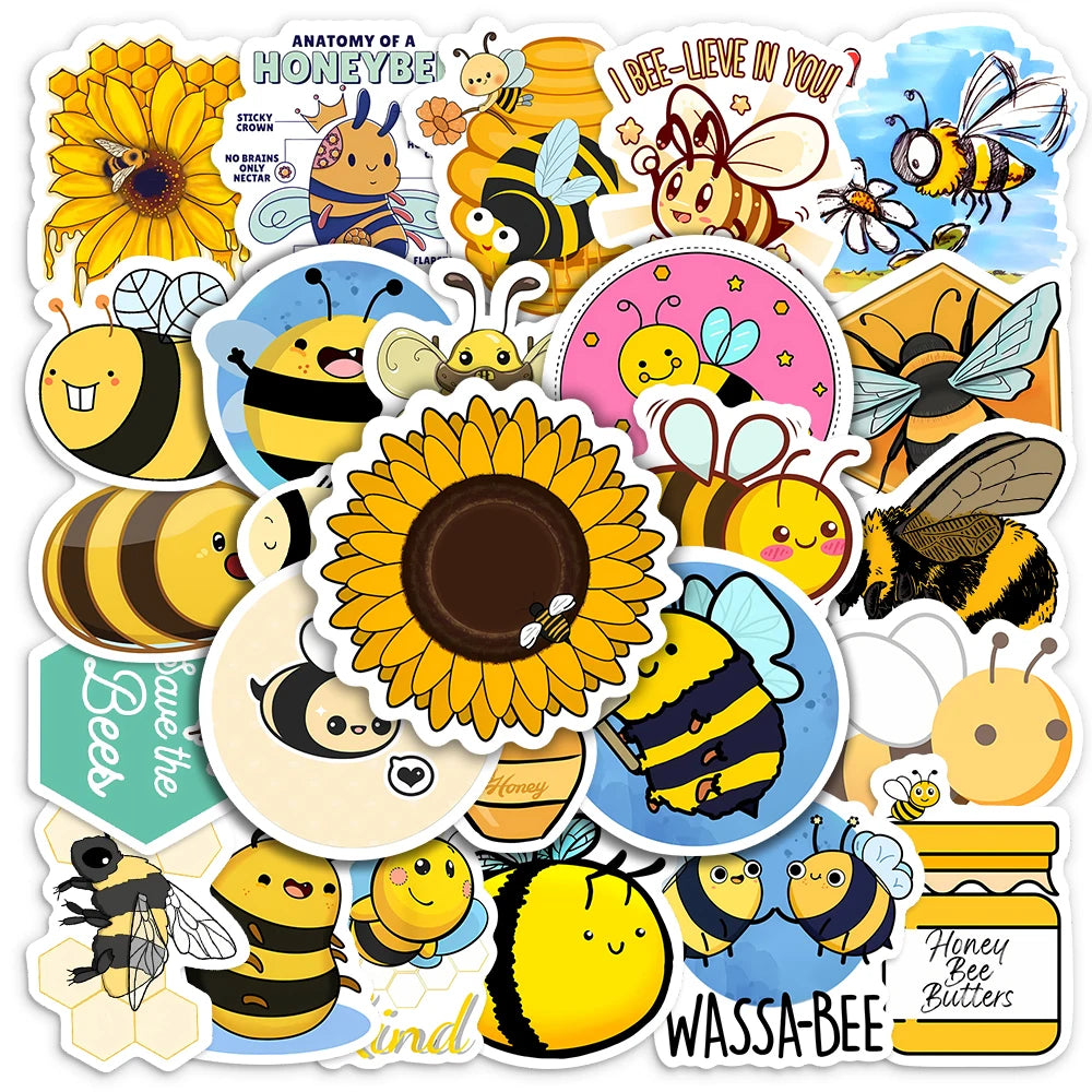 50 pcs Cute/Kawaii Honey Bee Stickers