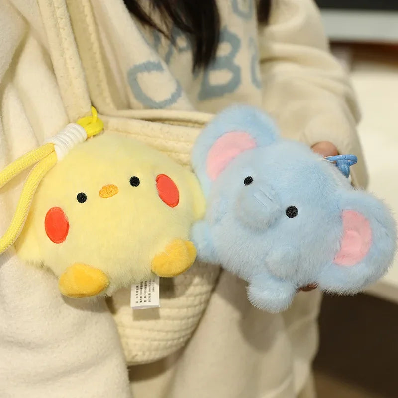 Cute Ball Shaped Animal Plush Keychain - Cat/Rabbit/Seal/Penguin/Cow/Elephant/Bee/Bird/Hamster