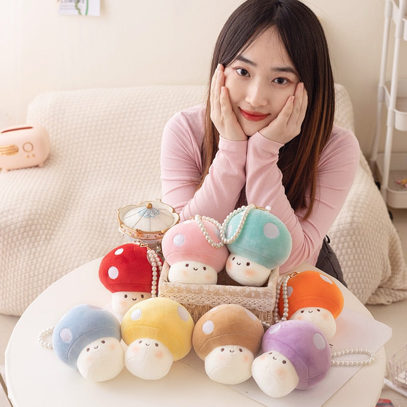 Cute Mushroom Plush Keychains 10cm - Blue/Red/Yellow/Pink/Purple/Brown/Orange