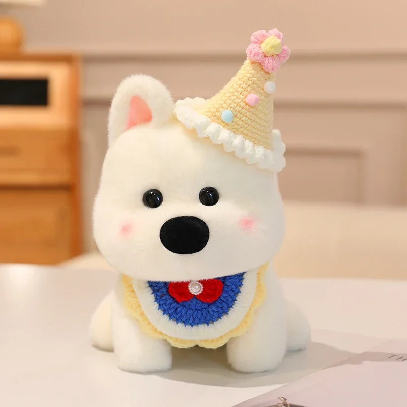 Cute Dog (West Highland White Terrier) With Scarf Or Party Hat Plush Toys 25cm - 10 Styles