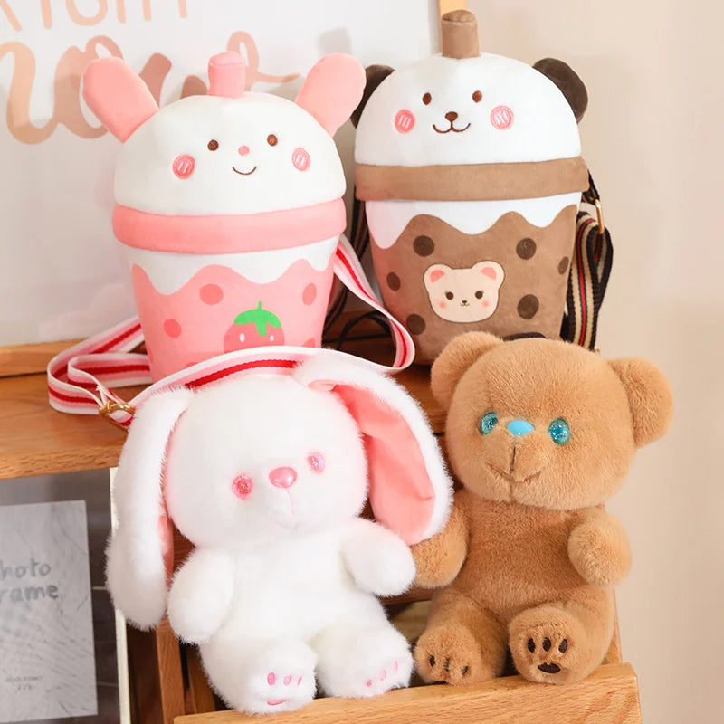 Cute Bear/Dog/Rabbit In A Bubble Tea Bag Plush Toys