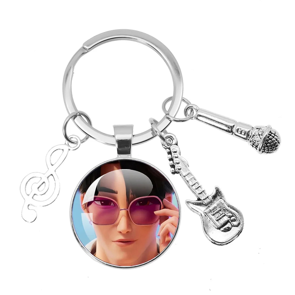 Cute K-Pop Demon Hunters/Saja Boys/Derpy Keychain with Music Themed Pendant