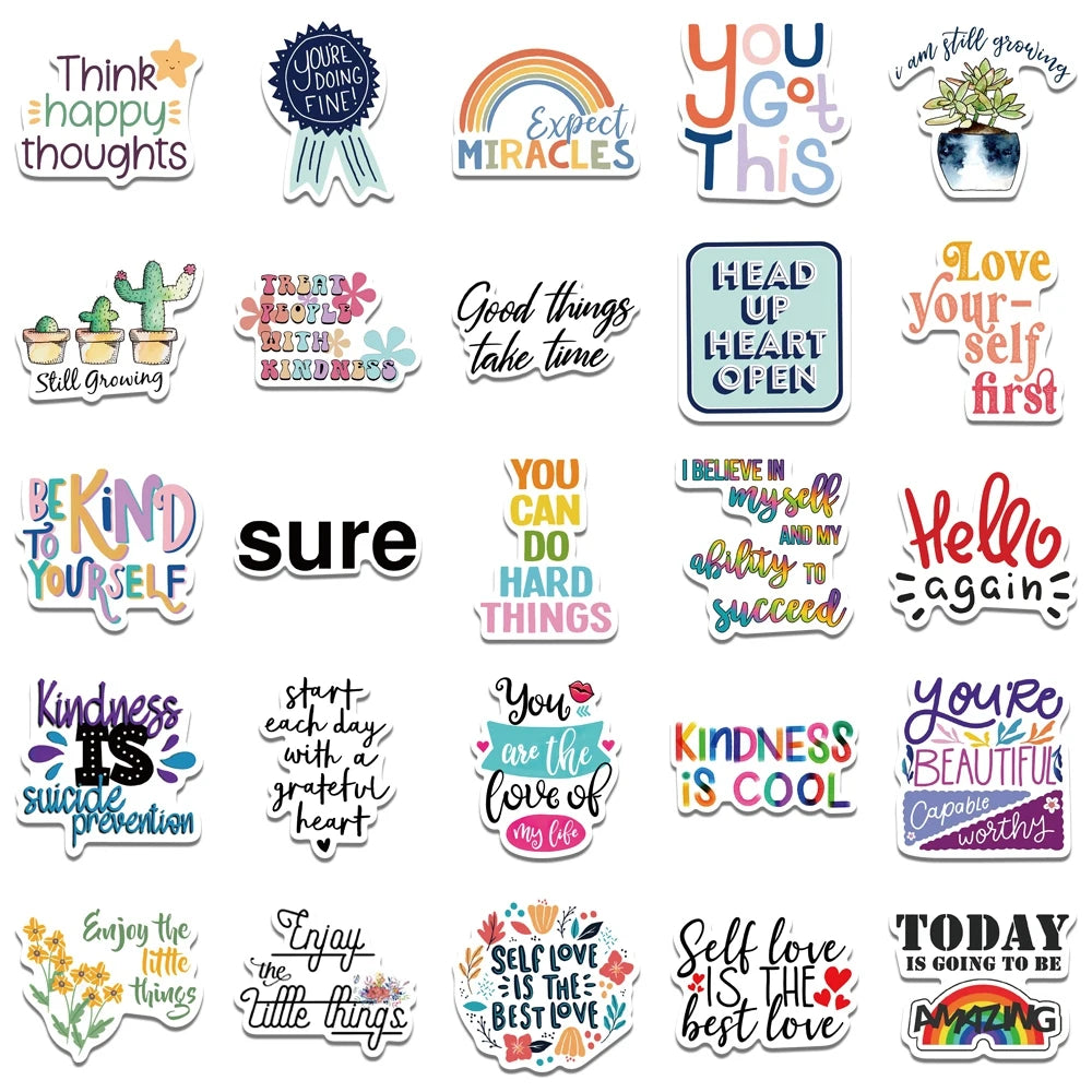 52 pcs (Random) Stickers (Inspirational/Motivational) Texts