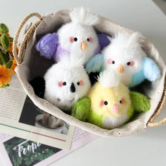 Cute Bird Plush Toys 18cm and Plush Keychains 10cm - Purple/Blue/Green/Black