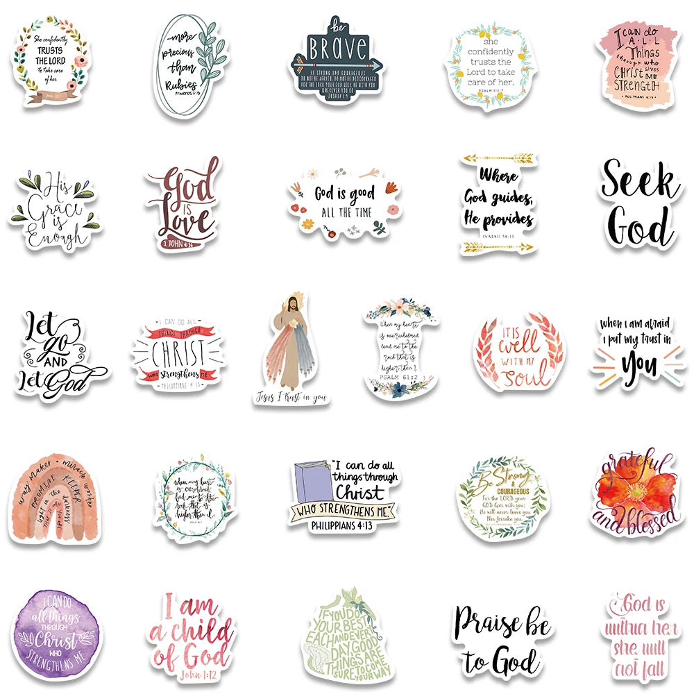 52pcs Stickers (Bible Verse/Religious/Christian) Texts