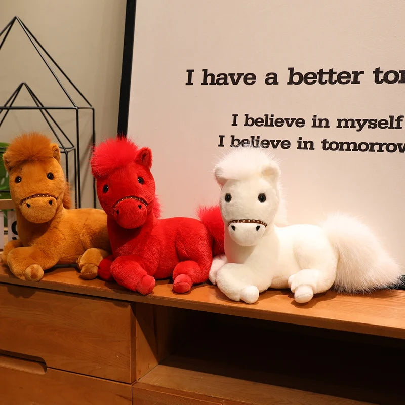 Cute Horse Plush Toys 30/35/45cm - Black/Red/White/Brown