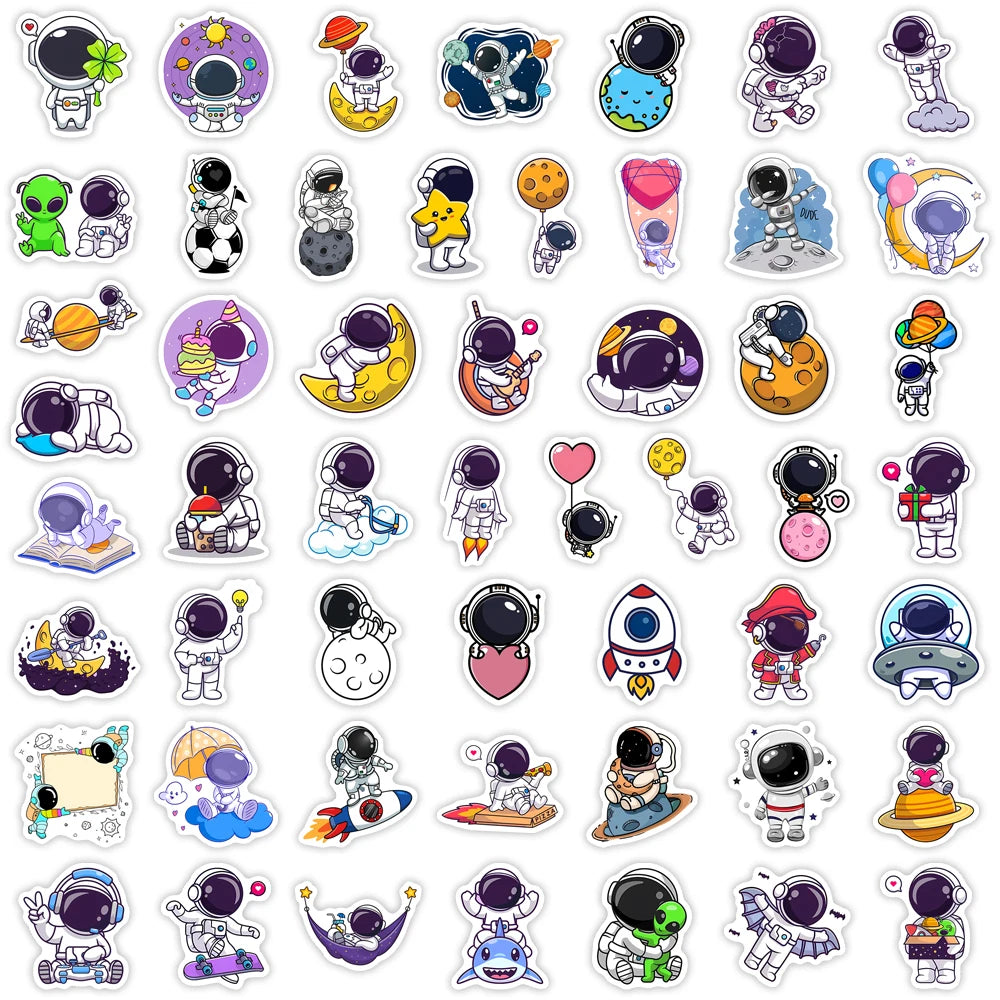 100 pcs Cute/Kawaii Spaceship/Astronaut Stickers