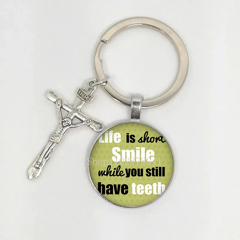 Keychain With The Bible Verse/Inspirational Message And Cross- 10 Styles