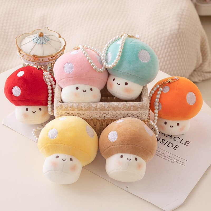 Cute Mushroom Plush Keychains 10cm - Blue/Red/Yellow/Pink/Purple/Brown/Orange