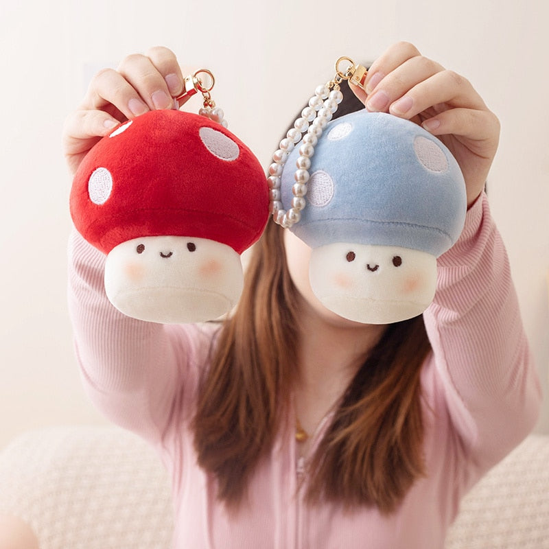 Cute Mushroom Plush Keychains 10cm - Blue/Red/Yellow/Pink/Purple/Brown/Orange