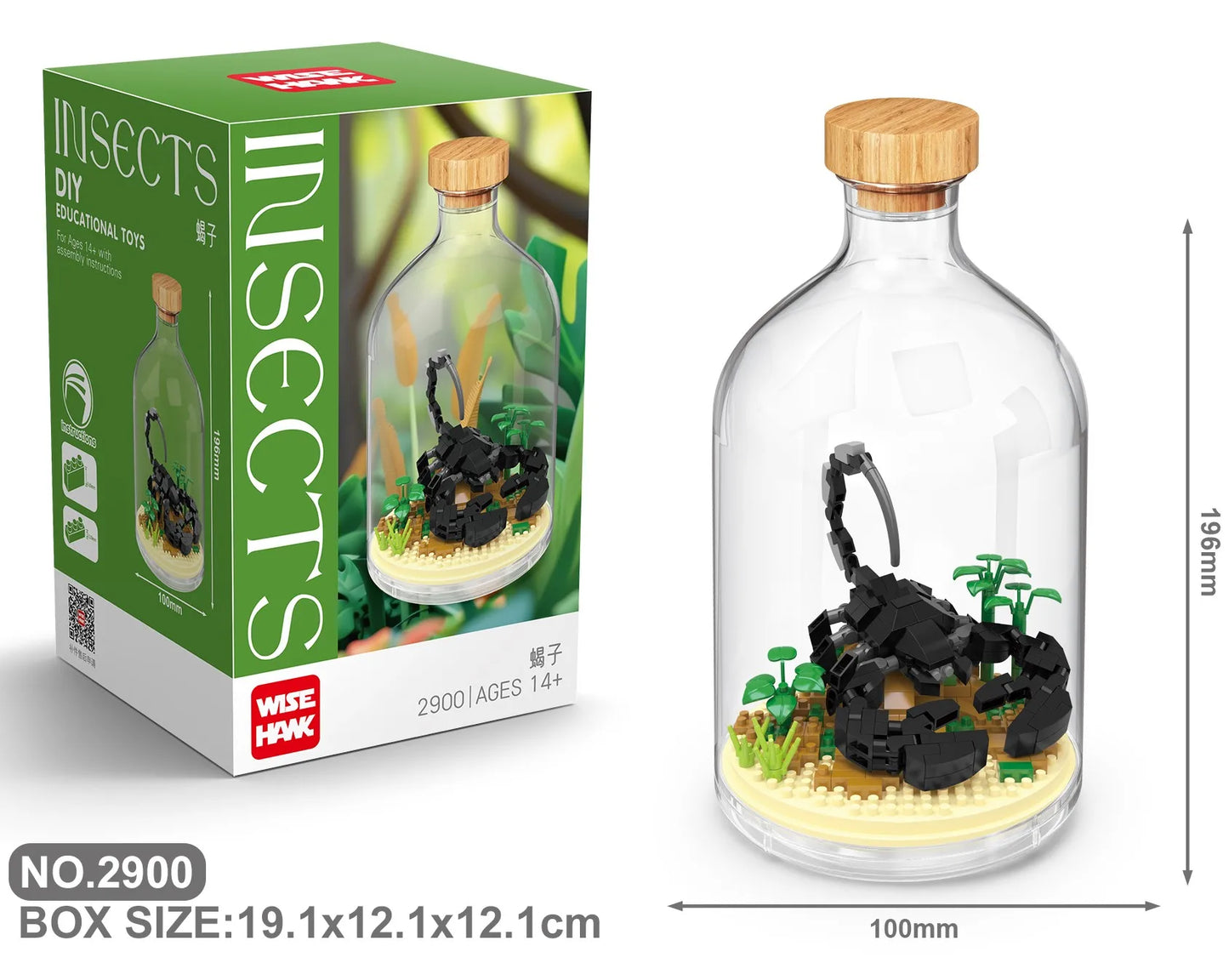 Insect/Animal With Clear Display Bottle Set Mini Building Blocks - Fox/Capybara/Scorpion/Butterfly