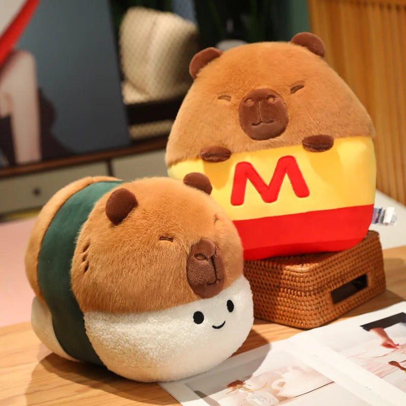 Cute Capybara With Dress Up(Sushi/Chips) Plush Toys 35cm