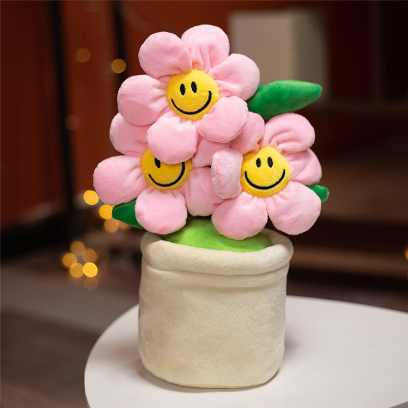 Smiley Potted Flower Plush Toys 30cm