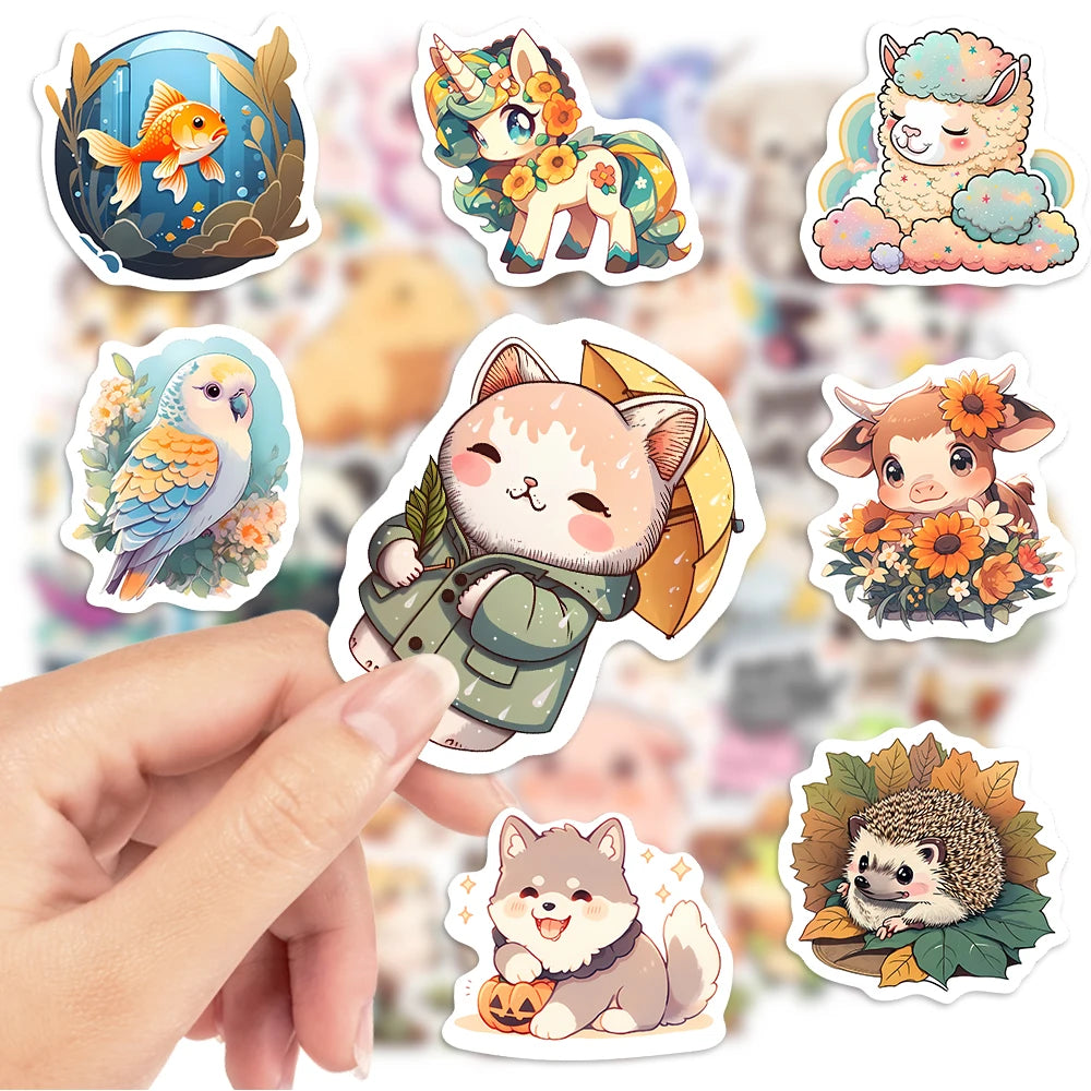 50 pcs Cute/Kawaii Animal Stickers - V2