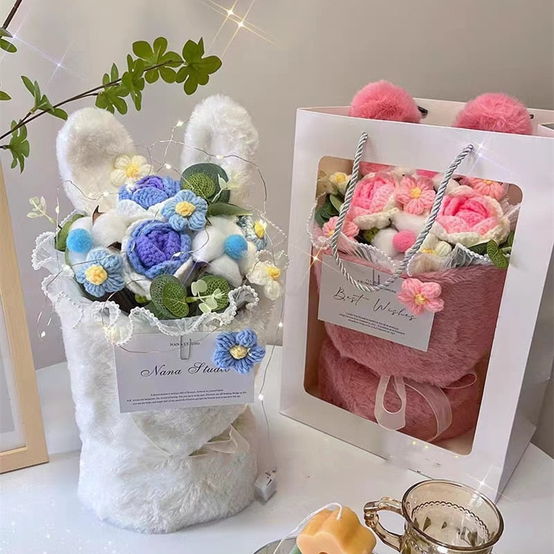 Cotton Rope Handmade Flower With Rabbit Ears Bouquets -4 Styles