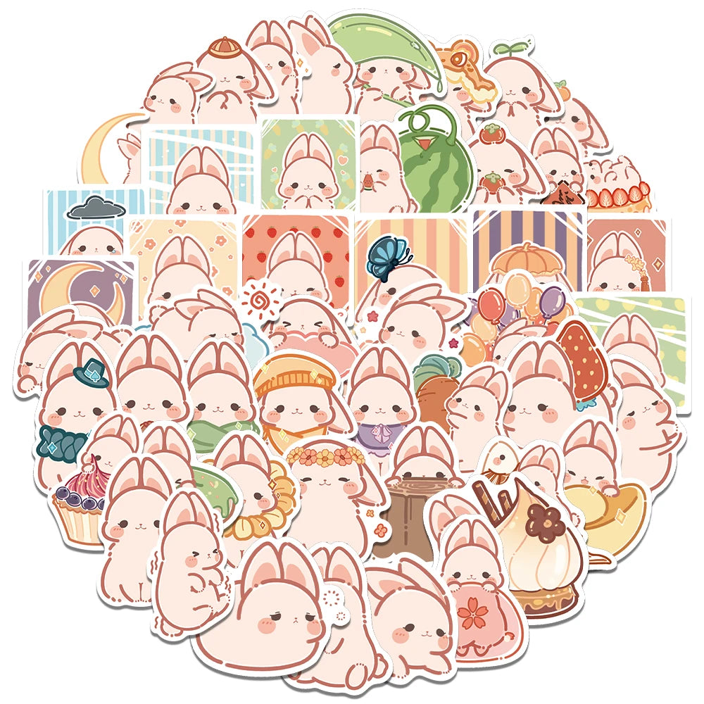 50 pcs Cute/Kawaii Pink Bunny/Rabbit Stickers