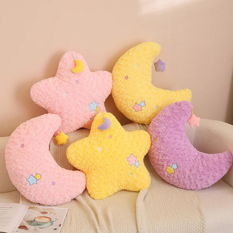 Sky Series Plush Toys (Moon/Star) - Purple/Yellow/Pink