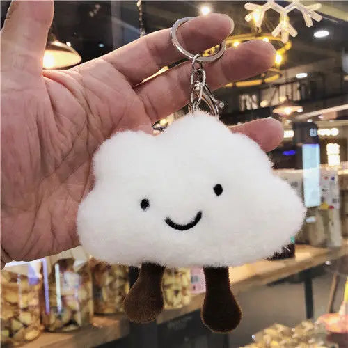 Cute White Cloud Plush Keychains 9x10cm