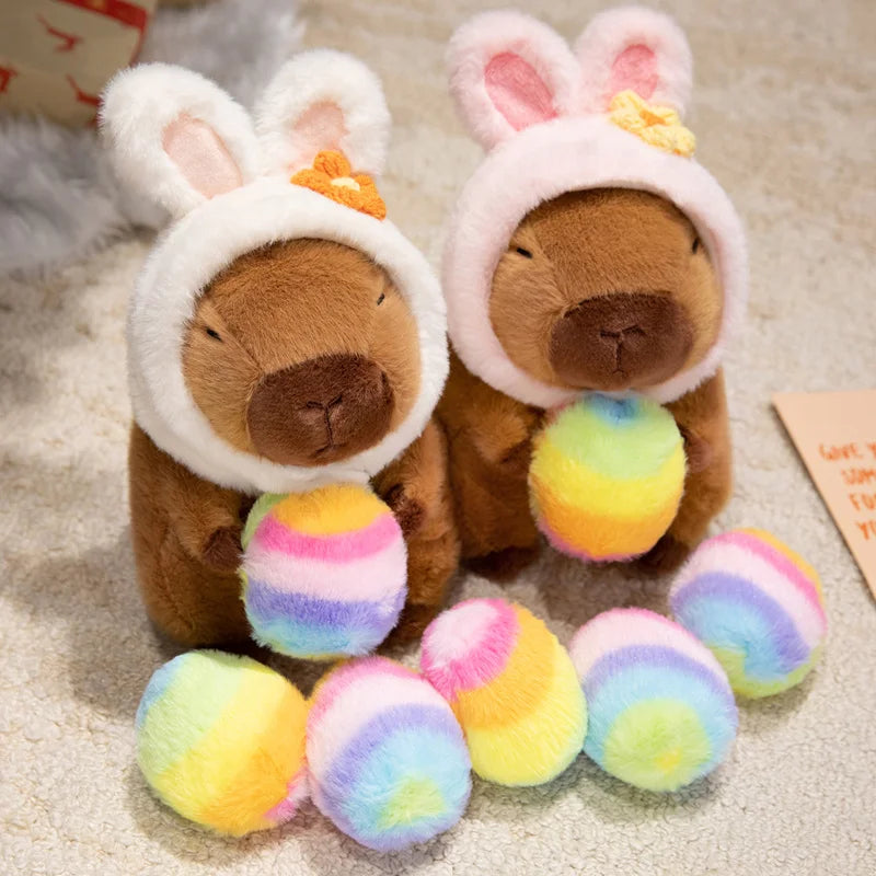Cute Capybara With Easter Colourful Egg Plush Toys 20cm