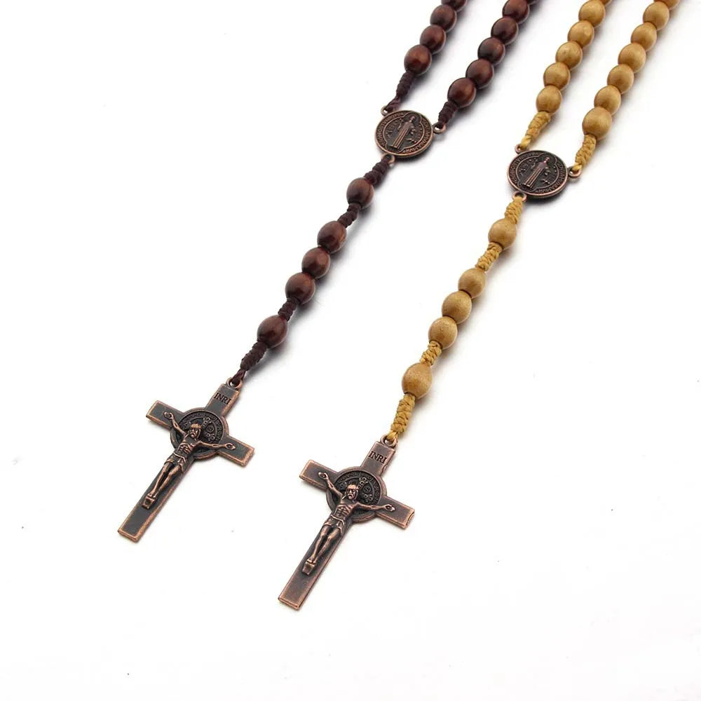 Rosary (Wood Beads With Rope Chain) 70cm - 2 Styles