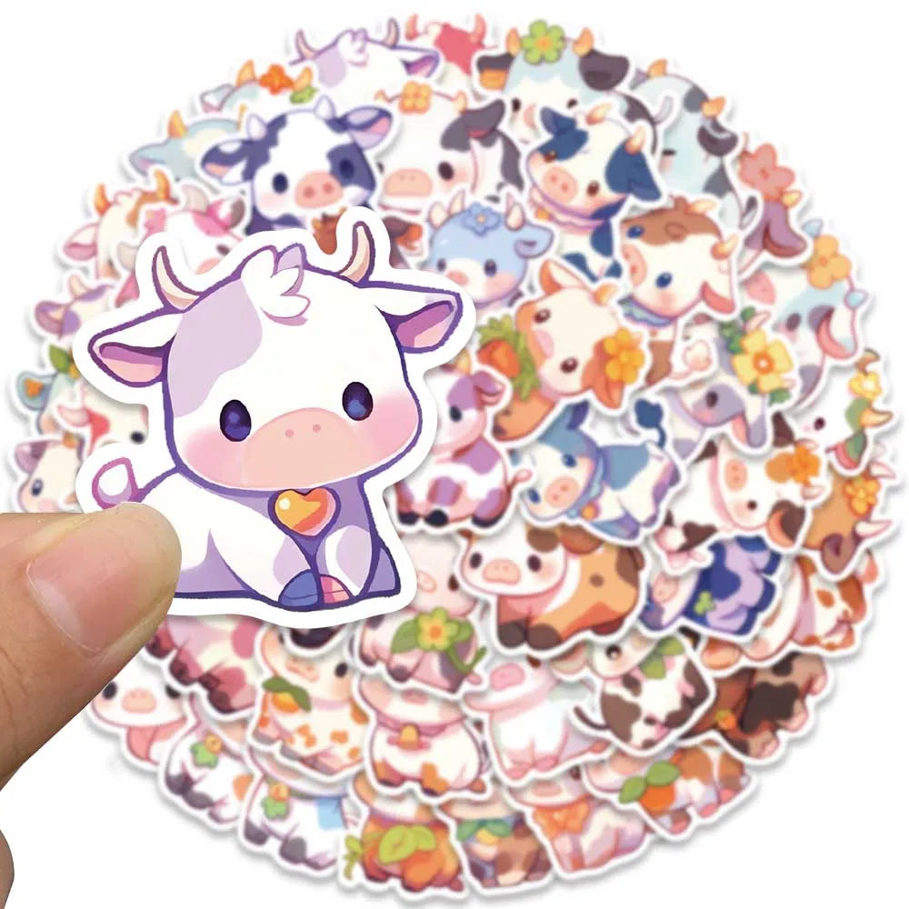 50 pcs Cute/Kawaii Cow Stickers