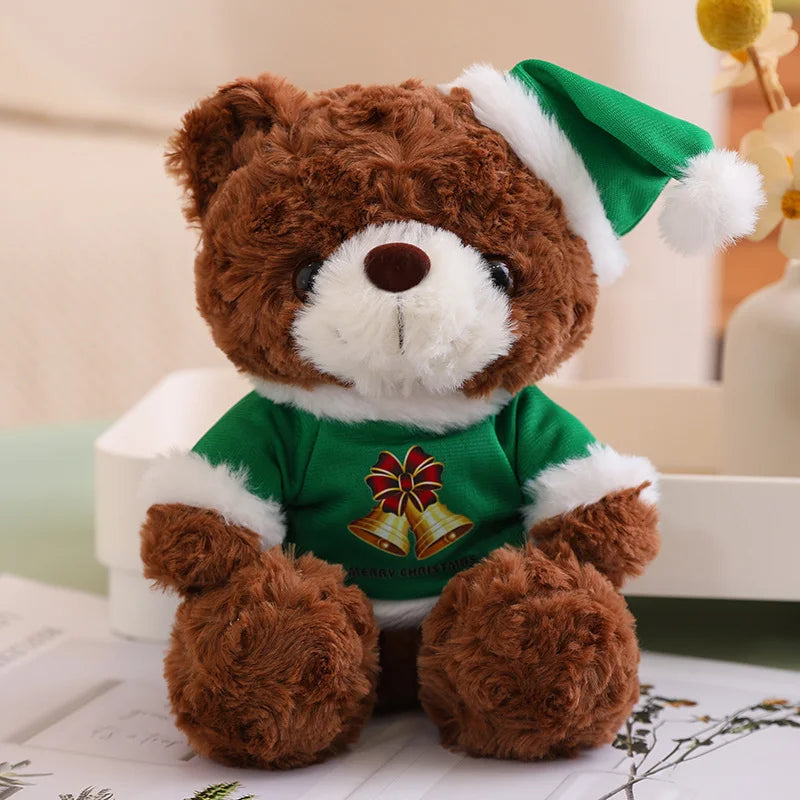 Teddy Bear With Christmas Hat And T-Shirt/Bow Plush Toys 20cm - 18 Styles