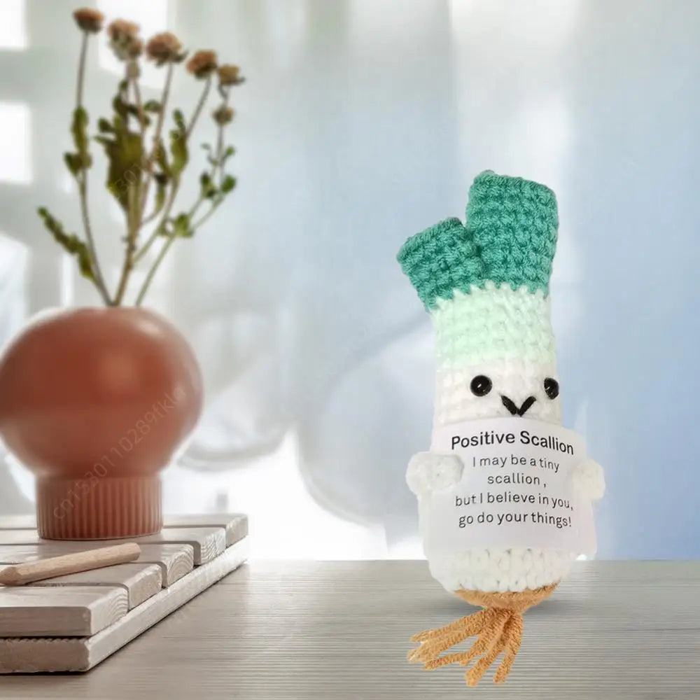 Handmade Knitted Corn/Pickle/Turtle/ Spring Onions(Scallion)/SunflowerWith Positive Message - 5 Styles