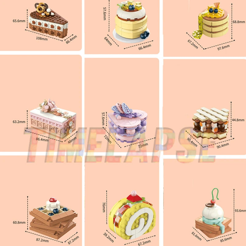 Cute Dessert(Cake/Waffle) Mini Building Blocks - 10 Styles