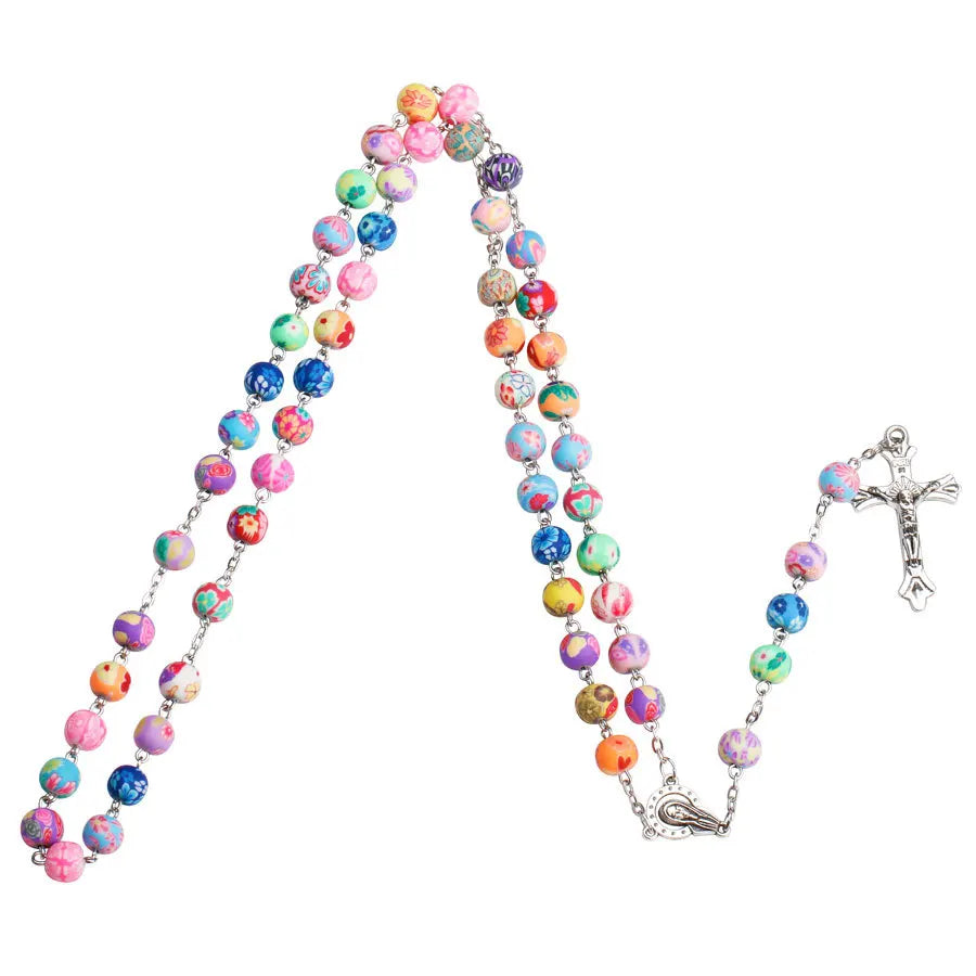 Rosary (Colourful Pottery Beads) 70cm - 4 Styles