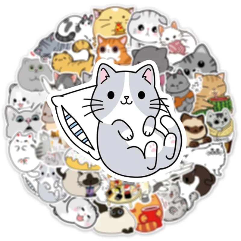 50 pcs Cute/Kawaii Cat Stickers - V7