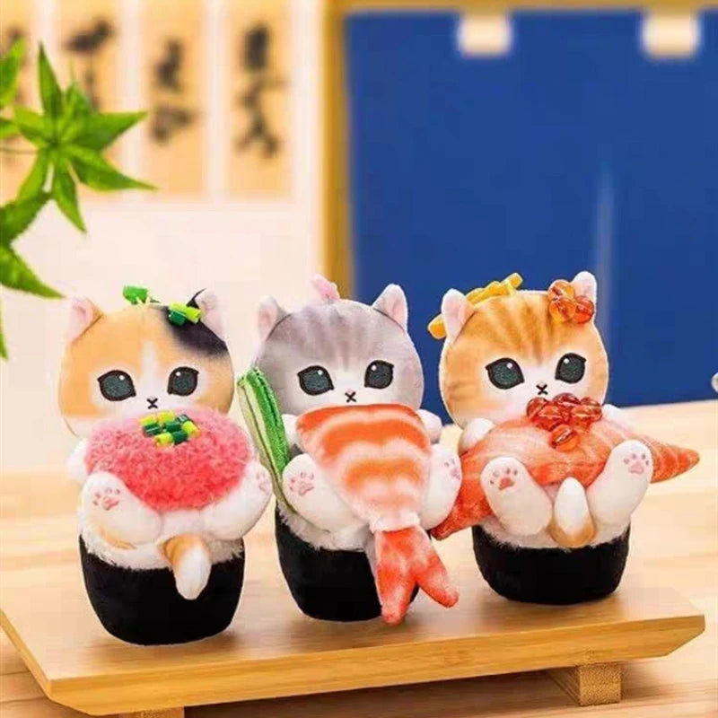 Mofusand Cat With Sushi Up Plush Keychains - 3 styles