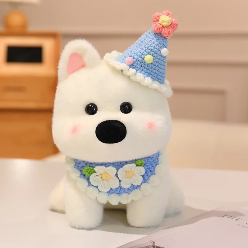 Cute Dog (West Highland White Terrier) With Scarf Or Party Hat Plush Toys 25cm - 10 Styles