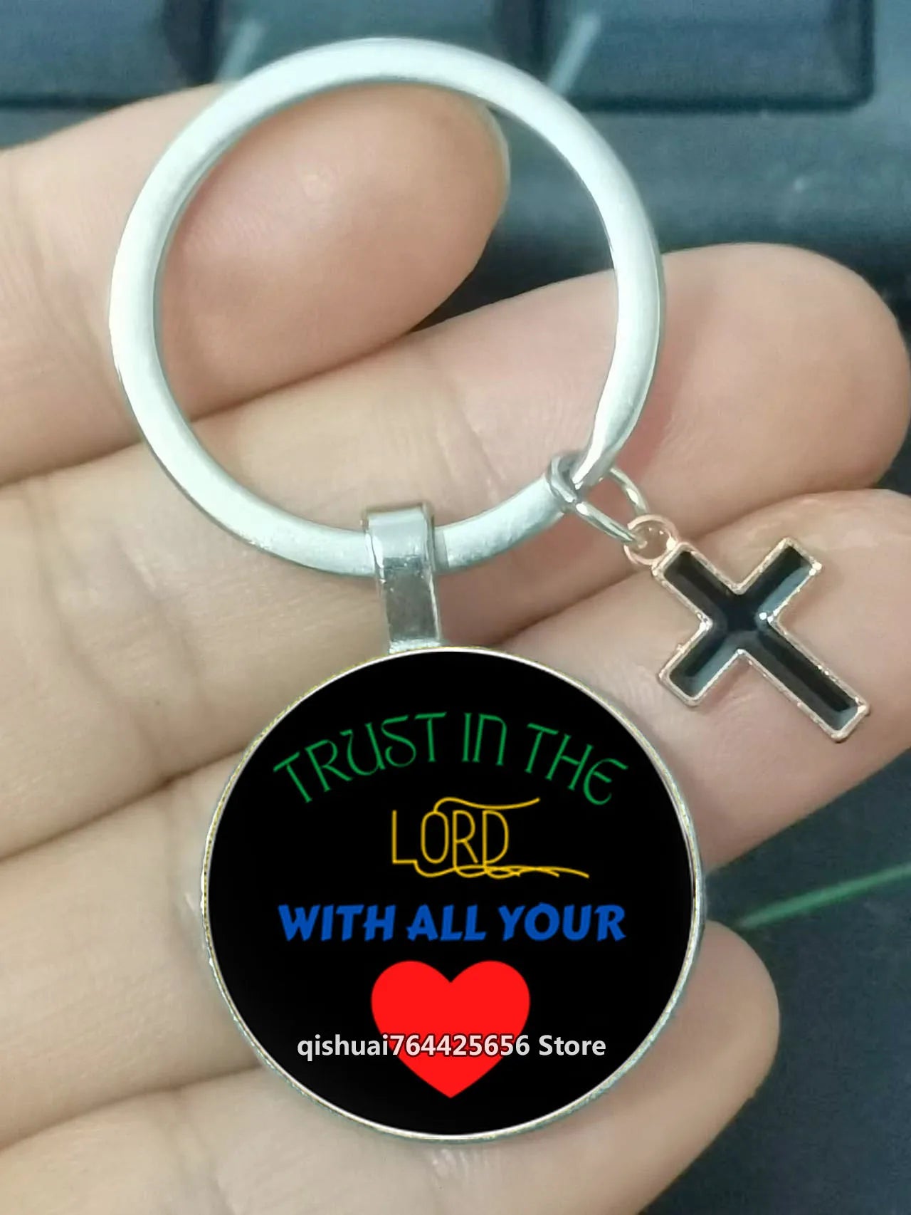 Keychain With The Bible Verse /Religious Message And The Cross  - 22  Styles