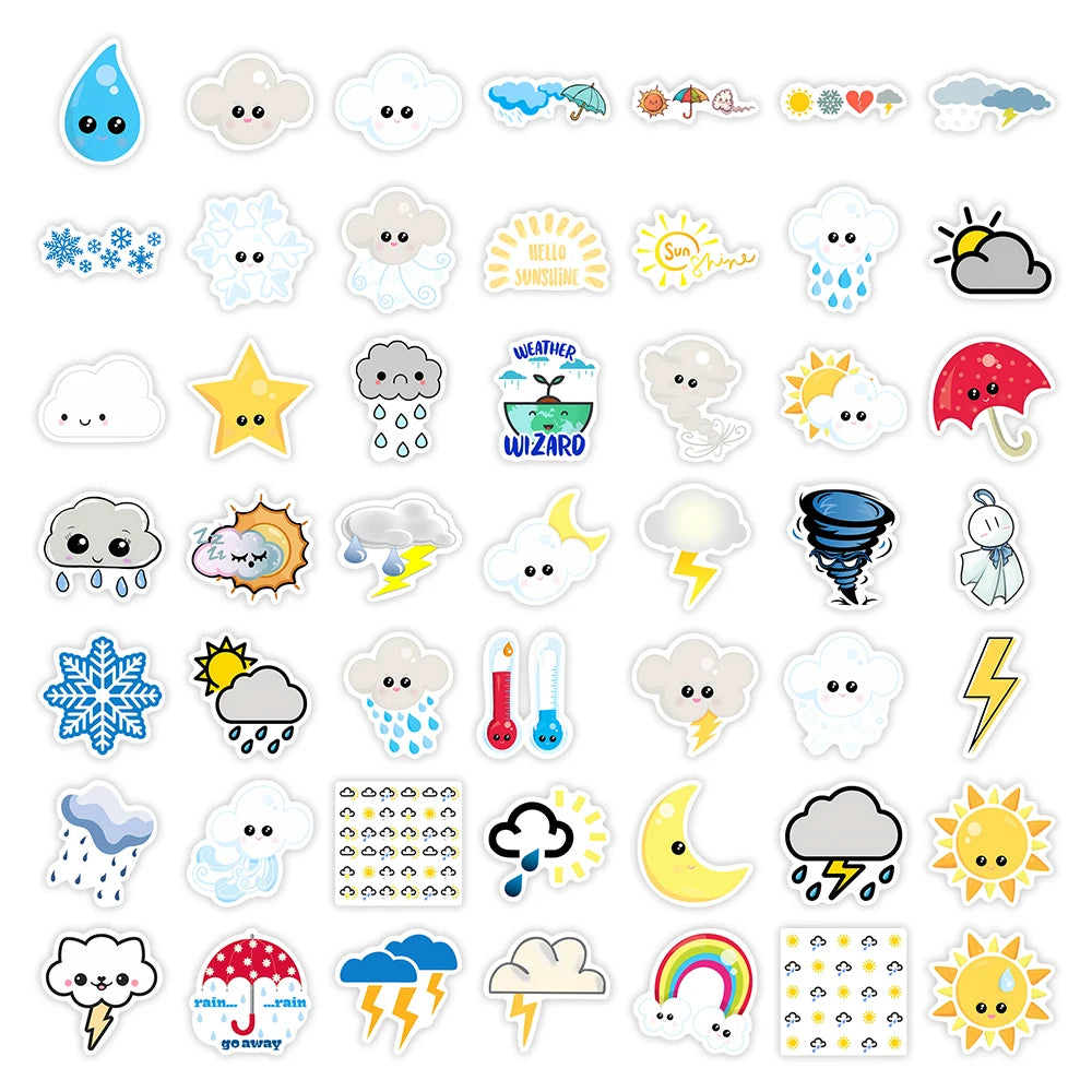 50 pcs Cute/Kawaii Weather Stickers