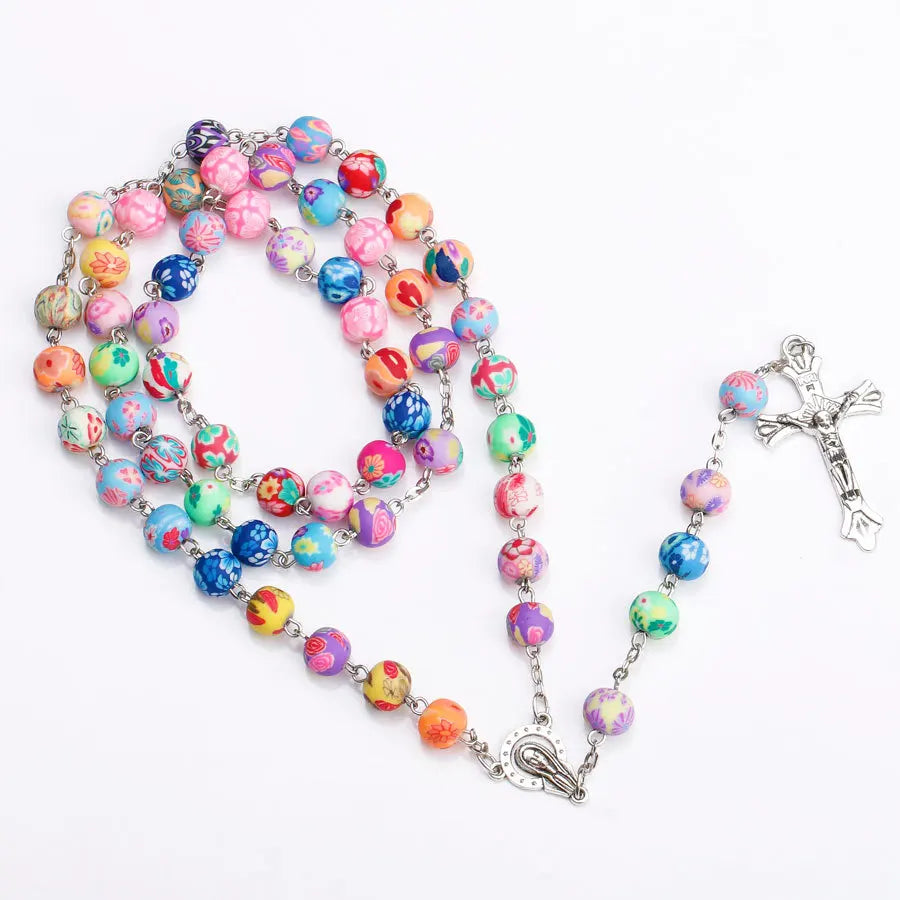 Rosary (Colourful Pottery Beads) 70cm - 4 Styles