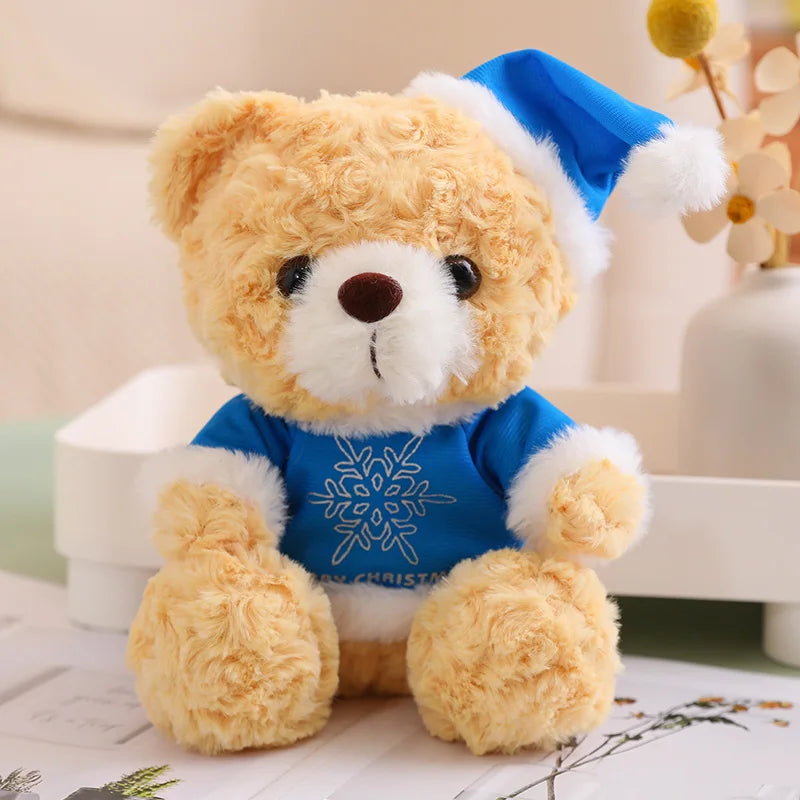 Teddy Bear With Christmas Hat And T-Shirt/Bow Plush Toys 20cm - 18 Styles