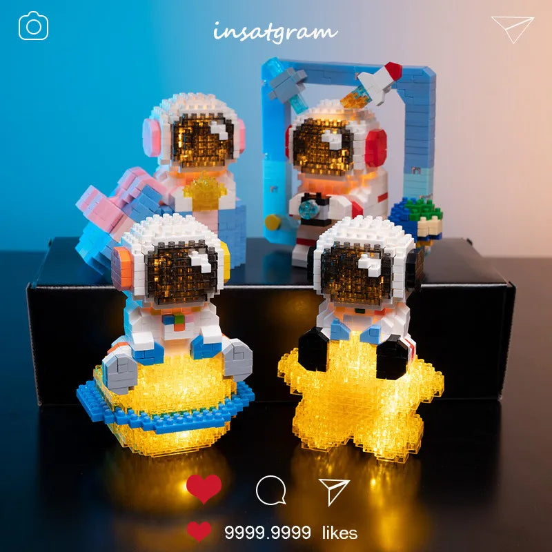 Cute Astronaut With Light Mini Building Blocks - 7 Styles