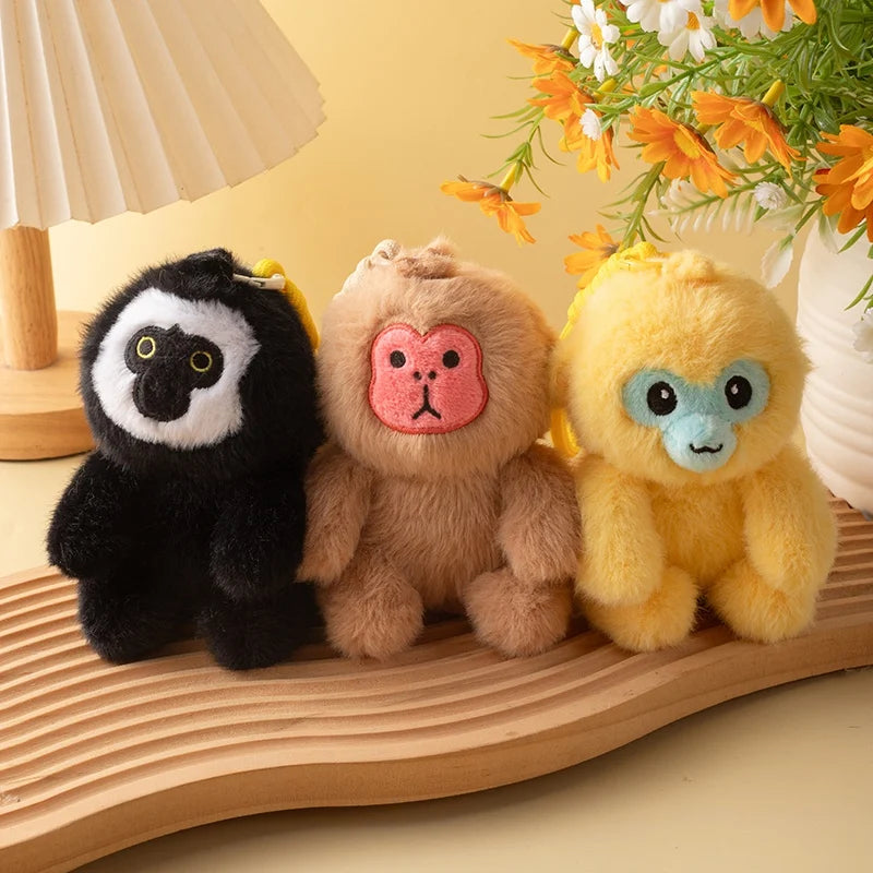 Cute Animal (Golden Monkey/Macaque/White faced saki) Plush Keychain 12cm