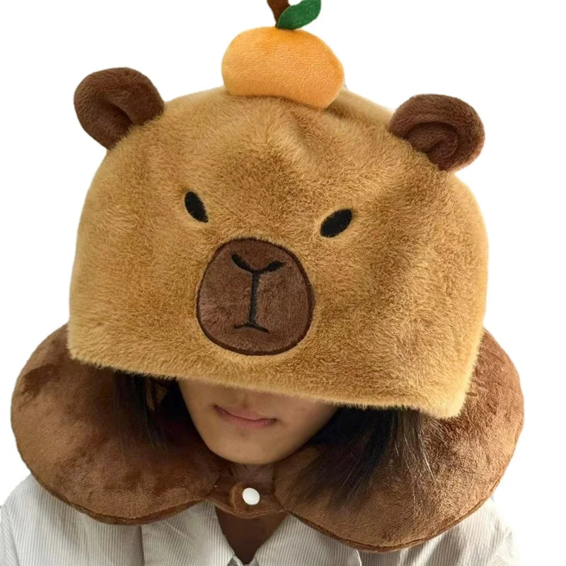 Capybara Neck Pillow With Hat PlushToys