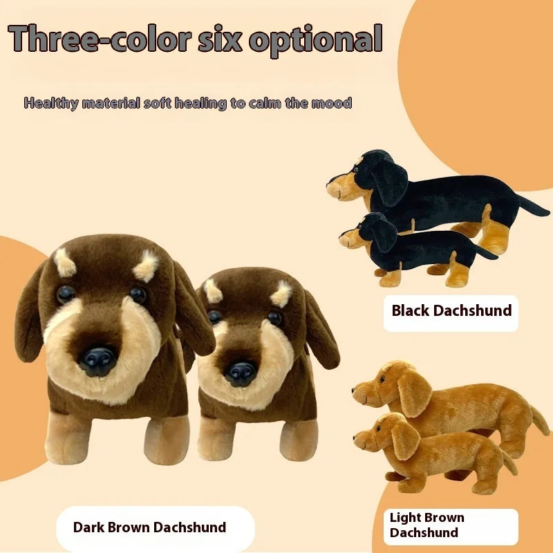 Cute Dog (Dachshund) Plush Toys 25/40cm - Black/Dark Brown/Light Brown