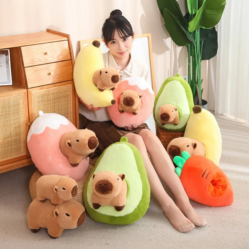 Cute Capybara With Avocado/Banana/Carrot/Strawberry Plush Toys 35/45cm