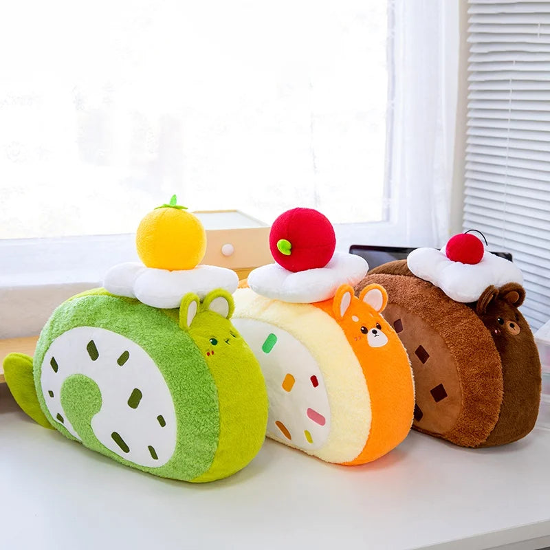 Funny Animal and Swiss Roll Cake Hybrid Plush Toys 40cm - 5 Styles